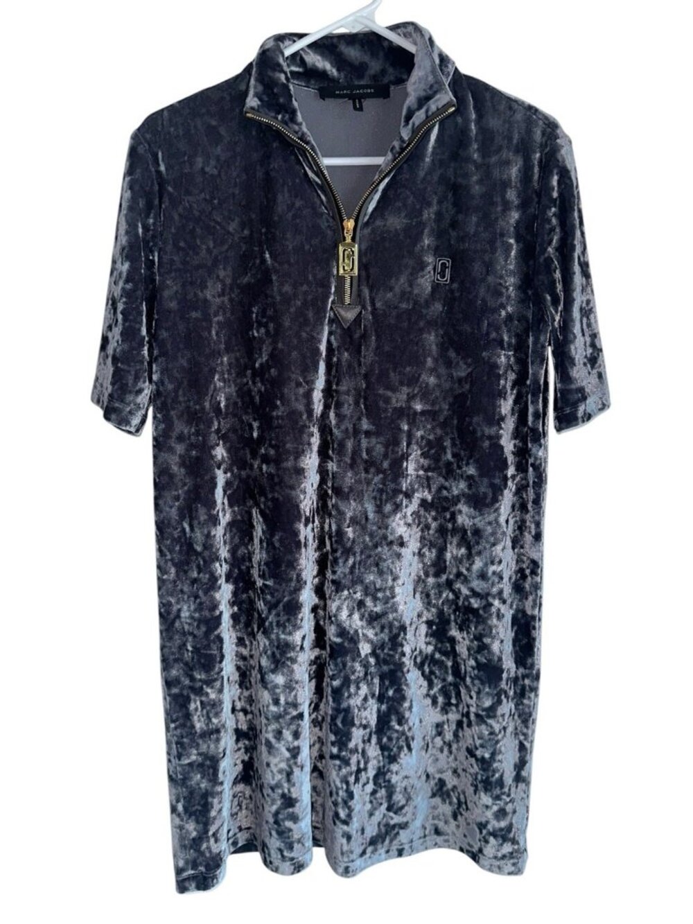 MARC JACOBS Size US 4 Dark Gray Metallic Velvet Mini Dress Holiday Whimsygoth